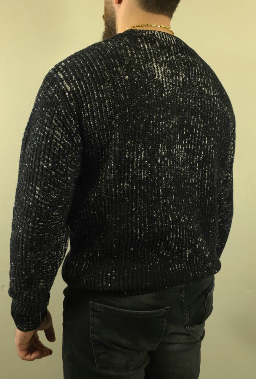 Zwarte Stretch Katoenen Trui Heren – Delavé Stonewash Look